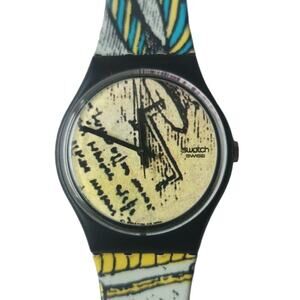 Vintage Swatch Watch "Engineer" GB139. In box with paperwork- CRACKED BAND